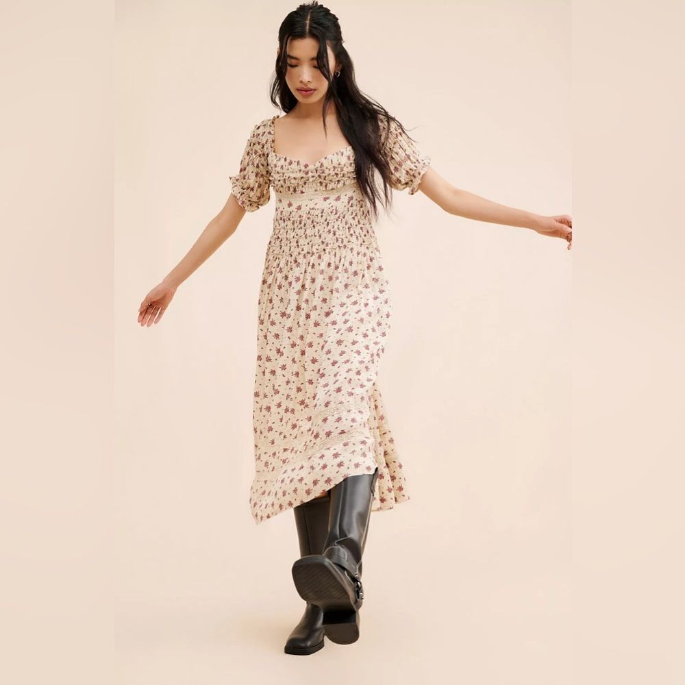 Free People Bali Juniper Dress Ditsy Floral Neutral - Picture 3 of 5